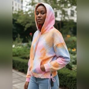 Blank NYC Tie Dye Cropped Hoodie sz Large